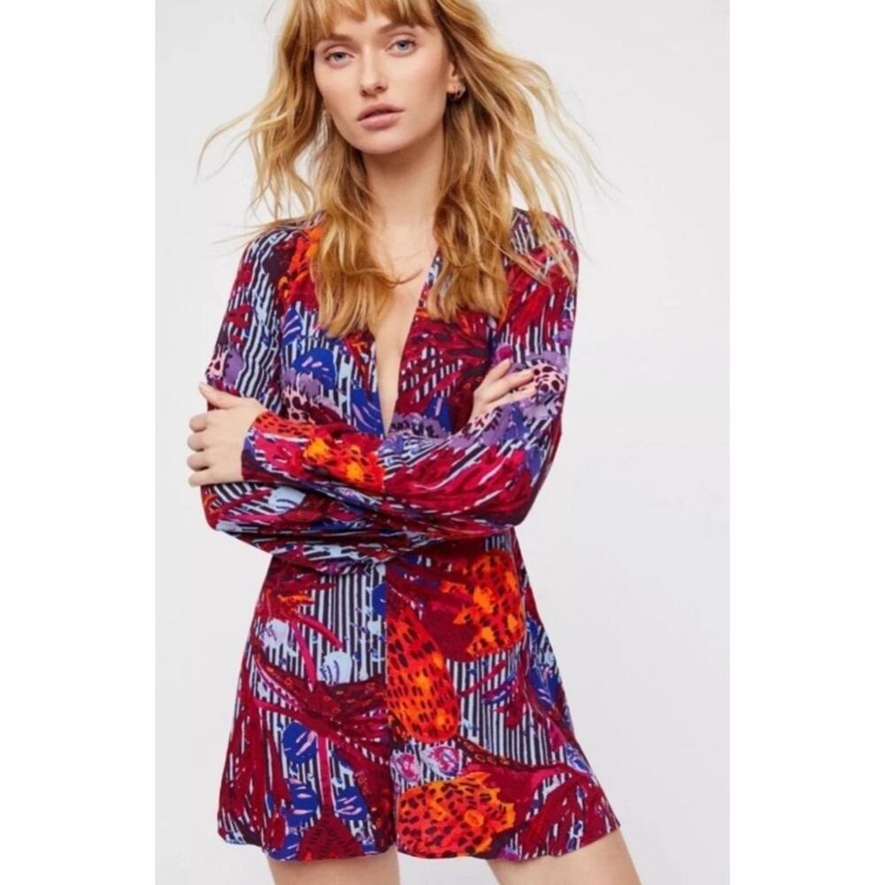 Free People Audrey Long Sleeve V-Neck Romper sz 6